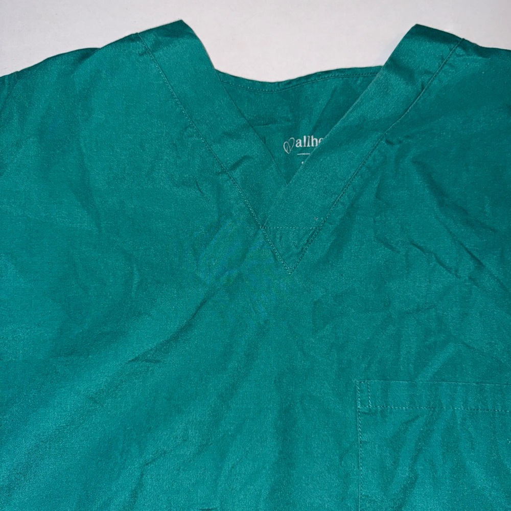 Allheart Scrub Basics UNISEX TOP Size Large Green - Picture 4 of 9